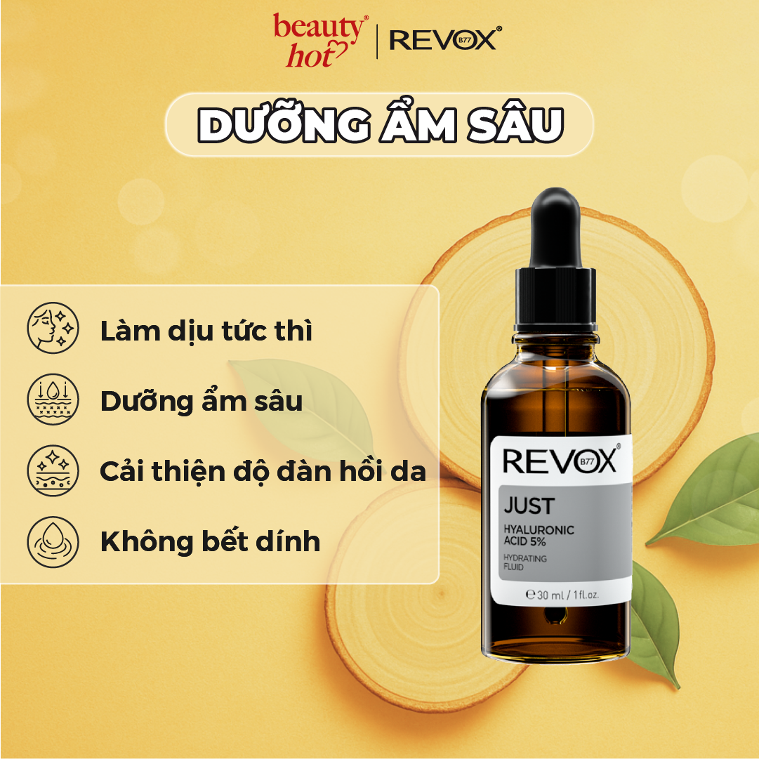 Tinh chất dưỡng ẩm cho mặt và cổ Revox B77 Just - Hyaluronic Acid 5% - 30ml