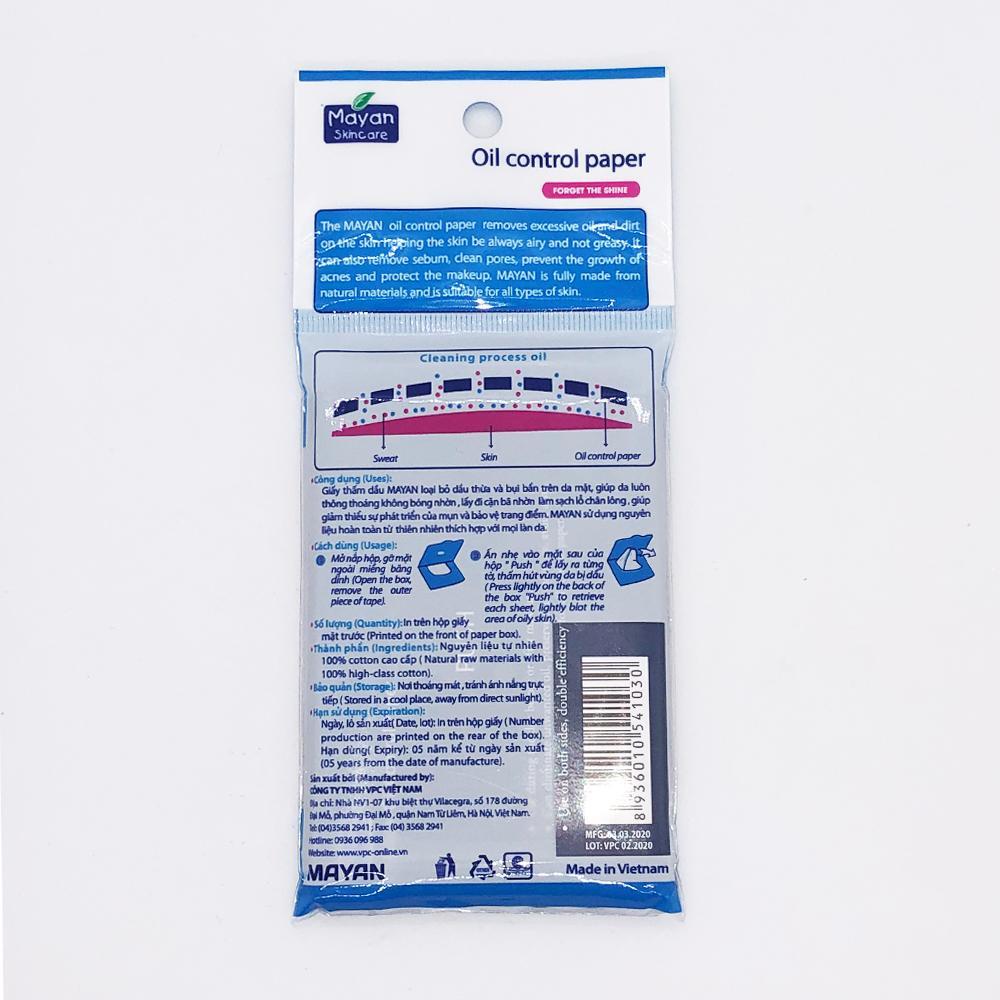 Giấy Thấm Dầu Than Hoạt Tính Mayan 100 Tờ/Gói