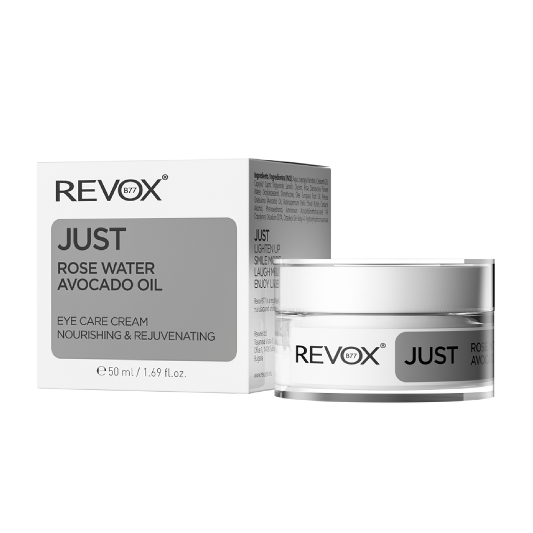 Kem dưỡng cho vùng da quanh mắt Revox B77 Just chiết xuất dầu bơ và nước hoa hồng - Rose Water Avocado Oil - 50ml